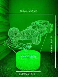 1入組創意3d小夜燈，裂紋設計16色四輪驅動汽車造型USB床頭檯燈，室內氛圍燈，節日禮物，可遠程控製或觸摸變色 - 彩色 - 查看 6