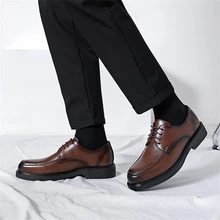 男士商務PU皮鞋時尚百搭正裝鞋 - 棕色 - 查看 4