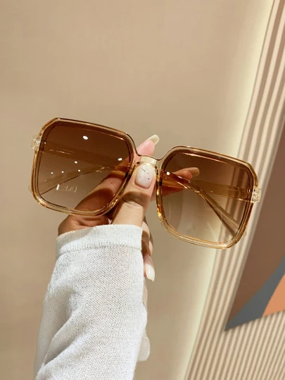 1 Pair Plastic Frame Square Fashion Glasses, Suitable For Outdoor Activities, Travel, Sports, Driving, Beach, Festivals, Vacations, Fishing, Street Style, Parties