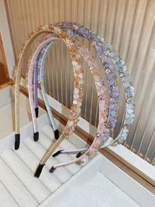 水鑽裝飾髮箍 - 紫色 - 查看 1