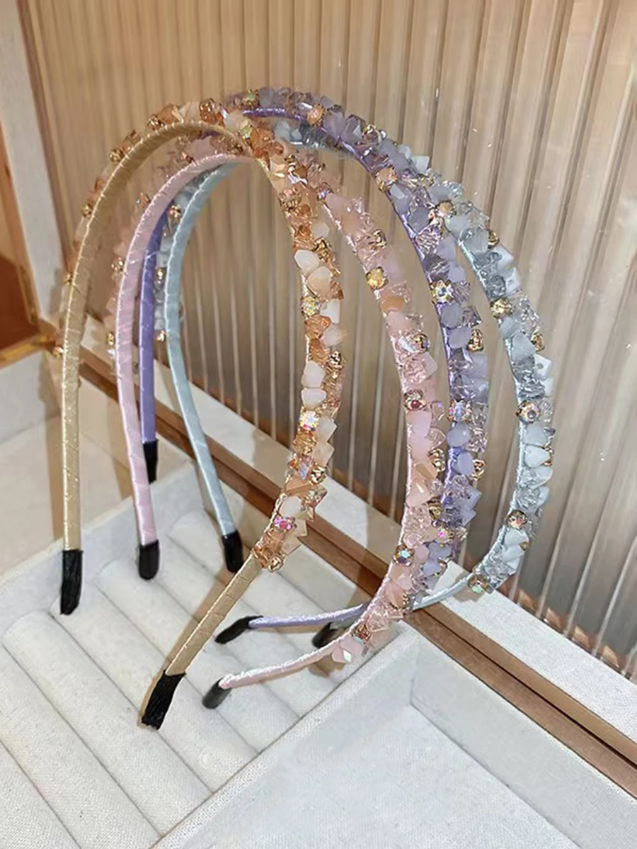 水鑽裝飾髮箍 - 紫色 - 查看 1