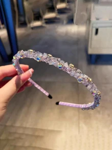 水鑽裝飾髮箍 - 紫色 - 查看 3