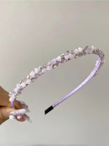 水鑽裝飾髮箍 - 紫色 - 查看 4