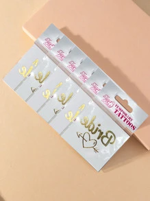 6入組防水、持久、逼真的女性紋身貼紙套裝,包括金色和金屬貼紙,作為伴娘裝飾