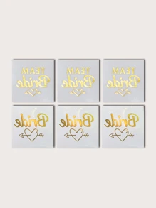 6入組防水、持久、逼真的女性紋身貼紙套裝,包括金色和金屬貼紙,作為伴娘裝飾