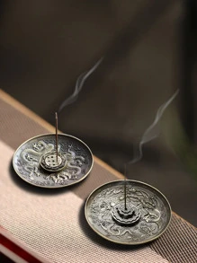 1pc Lotus Design Incense Stick Holder - Bronze - View 2