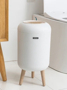 1 pieza Papelera de plástico para uso doméstico, decoración de baño, organizador de baño, de vuelta a la escuela para el verano - Blanco - Ver 10