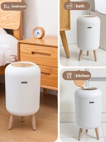 1 pieza Papelera de plástico para uso doméstico, decoración de baño, organizador de baño, de vuelta a la escuela para el verano - Blanco - Ver 11