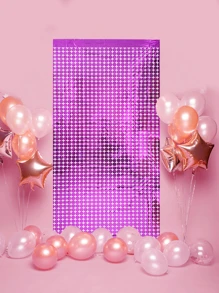 1件100*200厘米玫瑰红小方塑料雨帘背景幕布，适用于生日派对、婚礼、节日派对、万圣节、圣诞节、2025新年家庭派对房间墙面装饰、装饰用品，附赠装饰丝带。 - 玫紅色 - 查看 2