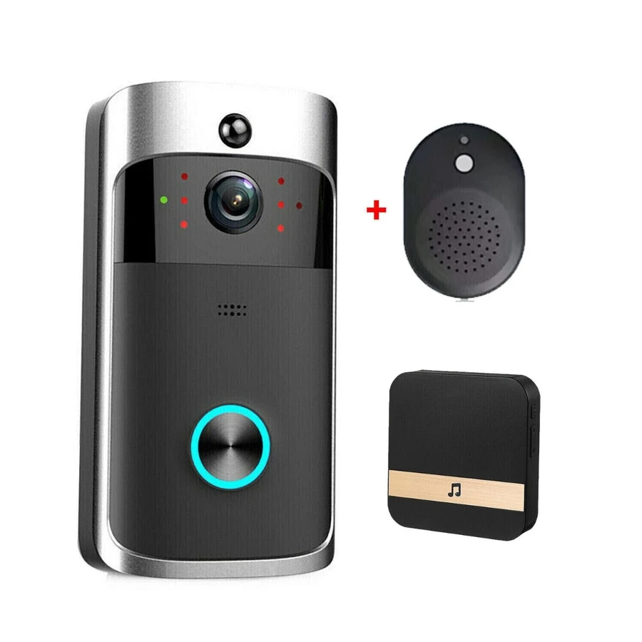 Doorbell Camera Wireless WiFi Video Doorbell with Chime HD Security Camera - Black - View 1