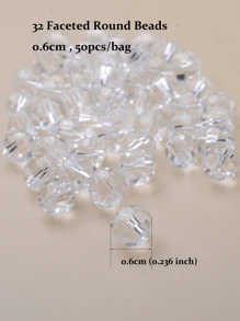 50 顆/包 6 毫米刻面圓形玻璃刻面珠，適合 DIY 手鍊/項鍊製作 - 無色 - 查看 2