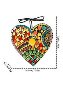 1 pieza Adornos grande mosaico jardín con corazón escultura adorno de resina de colores Love jardín decoraciones , para interior exterior casa dormitorio oficina jardín grande jardín , mosaico colgante de corazón - Multicolor - Ver 6