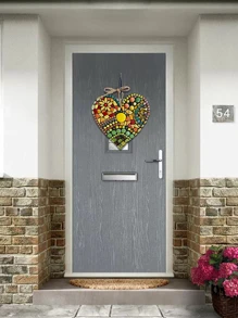 1 pieza Adornos grande mosaico jardín con corazón escultura adorno de resina de colores Love jardín decoraciones , para interior exterior casa dormitorio oficina jardín grande jardín , mosaico colgante de corazón - Multicolor - Ver 2