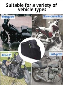 1pc Motorcycle Cover, Waterproof Motorbike Cover, Outdoor Vehicle Protection Cover, All Weather Resistant Sunscreen Cover For Electric Motorcycle - Black - View 2