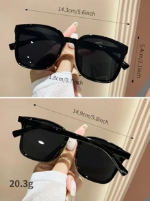 1 par de gafas de moda de armazón de plástico cuadrado, unisex, adecuadas para exteriores, viajes, playa, festivales, conducción, deportes, vacaciones, calle, pesca, actividades al aire libre y fiestas - Negro - Ver 4