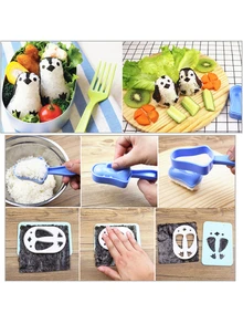pingüino Herramienta de hacer de sushi Molde con sushi Almohadilla de plástico Molde de bolas de arroz Herramienta de cocina - Multicolor - Ver 3