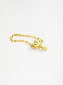 ANDYWEN 1入組時尚方晶鋯石裝飾純銀手環適合女士適用於禮品 - 金色 - 查看 4