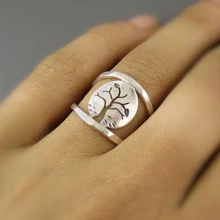 chiếc vòng mở thiết kế chạm khắc cây sống với phong cách châu Âu và châu Mỹ - Bạc - Xem 2