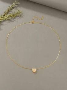 قلادة فضة 925 قلب الذهب الأصفر لون مع أبيض مكعب زركونيا