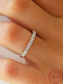 Ladies Stackable Moissanite Engagement Ring, Suitable For Daily Wear - Silver - View 2