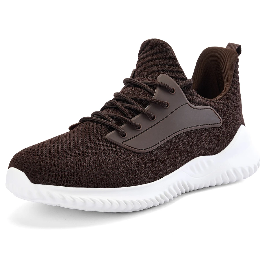 Walking Shoes for Men Sneakers - Slip on Memory Foam Running Tennis Shoes for Athletic Workout Gym Indoor Outdoor Lightweight Breathable Casual Sneakers - 棕色 - 查看 1