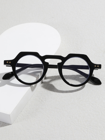 女士素色幾何框架時尚眼鏡日常裝飾