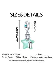 1 mặt dây chuyền hình ngôi sao phát sáng dễ thương dành cho nữ, phù hợp với vòng tay đính cườm 3 mm - Màu xanh lam - Xem 5