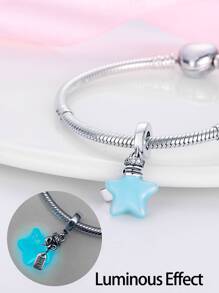 1 mặt dây chuyền hình ngôi sao phát sáng dễ thương dành cho nữ, phù hợp với vòng tay đính cườm 3 mm - Màu xanh lam - Xem 3