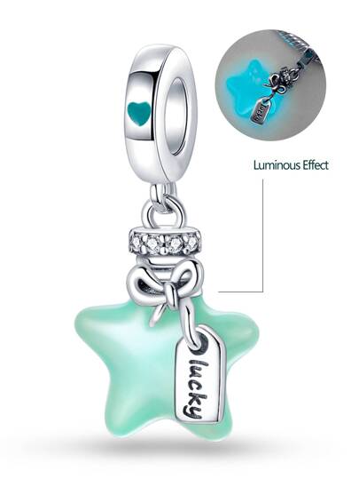 1pc Cute Glowing Star-shaped Pendant For Women, Suitable For 3mm Beaded Bracelet