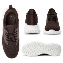 Walking Shoes for Men Sneakers - Slip on Memory Foam Running Tennis Shoes for Athletic Workout Gym Indoor Outdoor Lightweight Breathable Casual Sneakers - 棕色 - 查看 5