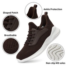 Walking Shoes for Men Sneakers - Slip on Memory Foam Running Tennis Shoes for Athletic Workout Gym Indoor Outdoor Lightweight Breathable Casual Sneakers - 棕色 - 查看 6