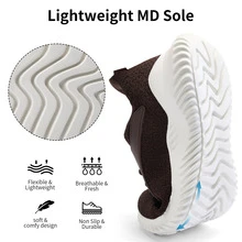 Walking Shoes for Men Sneakers - Slip on Memory Foam Running Tennis Shoes for Athletic Workout Gym Indoor Outdoor Lightweight Breathable Casual Sneakers - 棕色 - 查看 4