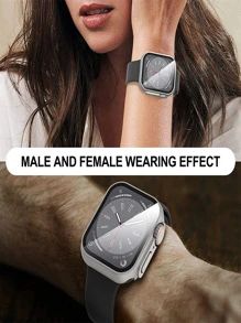 1件硬屏幕保護殼，附有強化玻璃（酷炫款極致保護殼），適用於Apple Watch 40mm/41mm/44mm/45mm，薄型耐用保護殼，適用於Apple Watch 8/7/6/5/4/SE - 銀色 - 查看 3