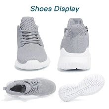 Walking Shoes for Men Sneakers - Slip on Memory Foam Running Tennis Shoes for Athletic Workout Gym Indoor Outdoor Lightweight Breathable Casual Sneakers - Xám - Xem 2