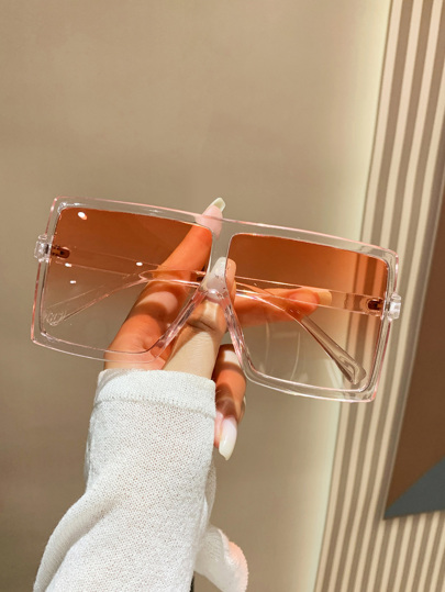 1 Pair Oversized Square Fashion Glasses For Women And Men, Suitable For Summer Beach, Fishing, Travel, Sports, Driving, Festivals, Beach Accessories, Electronic Music Festivals, Outings, Vacations, Family Outings, Elegant Attire, Street Style Accessories, Sports Style, Parties, Outdoor Activities, Street Style, Holidays, Vacations