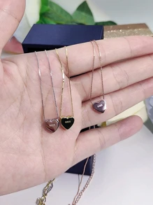 قلادة فضة 925 قلب الذهب الأصفر لون مع أبيض مكعب زركونيا