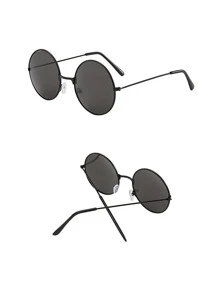 圆框时尚眼镜 复古墨镜 海滩配饰 万圣节海滩配饰 女士眼镜墨镜 - 黑色 - 查看 7