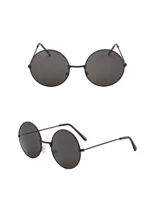 圆框时尚眼镜 复古墨镜 海滩配饰 万圣节海滩配饰 女士眼镜墨镜 - 黑色 - 查看 3