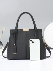 Borsa da donna nera elegante e alla moda, impermeabile