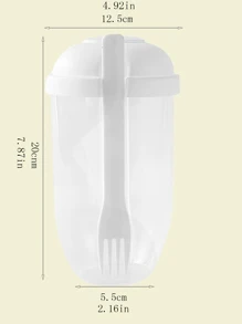 Tasse à salade de petit-déjeuner portable avec fourchette, couvercle et tasse à sauce, tasse d'avoine, tasse mélangeur de salade multifonctionnelle, convient pour contenir des légumes, des fruits et du yaourt, idéal pour le petit-déjeuner, le déjeuner, le goûter, taille compacte pour s'adapter dans un sac - Blanc - Voir 5