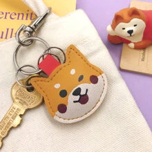 1 件裝女式可愛 Pu 皮革柴犬鑰匙圈帶時尚汽車鑰匙圈、包吊墜聖誕節、感恩節、生日禮物 - 黃色 - 查看 2