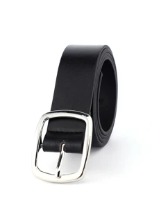 Solid Square Buckle Belt Summer, School Fall, Autumn, Halloween - Black - View 3