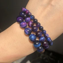 1 Dây Tím Hạt Đá Mắt Hổ Trang Sức Làm Tự Làm Vòng Tay Vòng Cổ 15 Inch - Mắt hổ - Xem 3