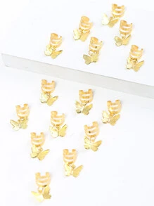 15个银色蝴蝶发圈，女士编发饰品，夏季蝴蝶发夹，蝴蝶吊坠发饰，学习用品，头部饰品，发夹，假日，旅行，波西米亚风 - 金色 - 查看 2