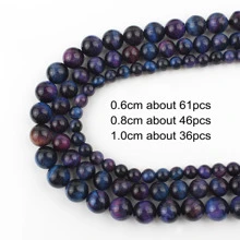 1 Dây Tím Hạt Đá Mắt Hổ Trang Sức Làm Tự Làm Vòng Tay Vòng Cổ 15 Inch - Mắt hổ - Xem 6