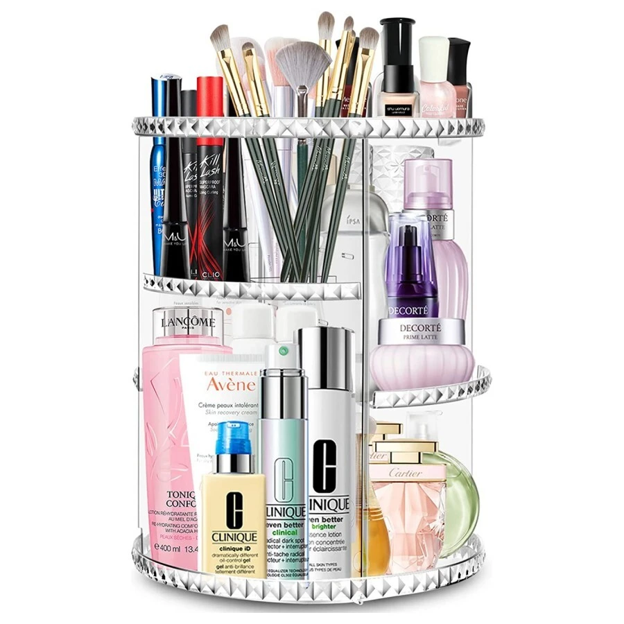 Hộp đựng mỹ phẩm và nước hoa xoay 360° cho tủ quần áo, khay 4 tầng có thể điều chỉnh Hộp đựng đồ trang điểm Vanity - Trong sáng - Xem 1