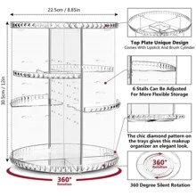 Hộp đựng mỹ phẩm và nước hoa xoay 360° cho tủ quần áo, khay 4 tầng có thể điều chỉnh Hộp đựng đồ trang điểm Vanity - Trong sáng - Xem 3