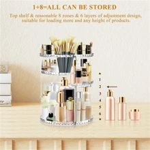 Hộp đựng mỹ phẩm và nước hoa xoay 360° cho tủ quần áo, khay 4 tầng có thể điều chỉnh Hộp đựng đồ trang điểm Vanity - Trong sáng - Xem 7