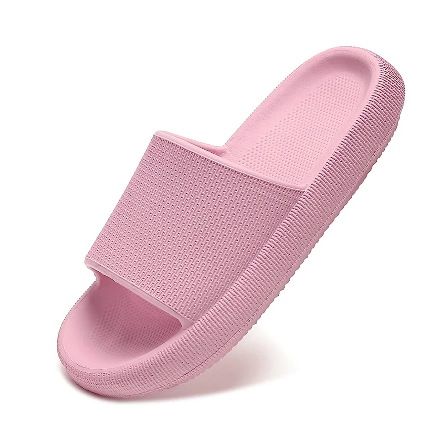 Slides for Women Pillow Slippers Non Slip Shower Slides Soft Comfy Thick Sole Sandals - 粉色 - 查看 1