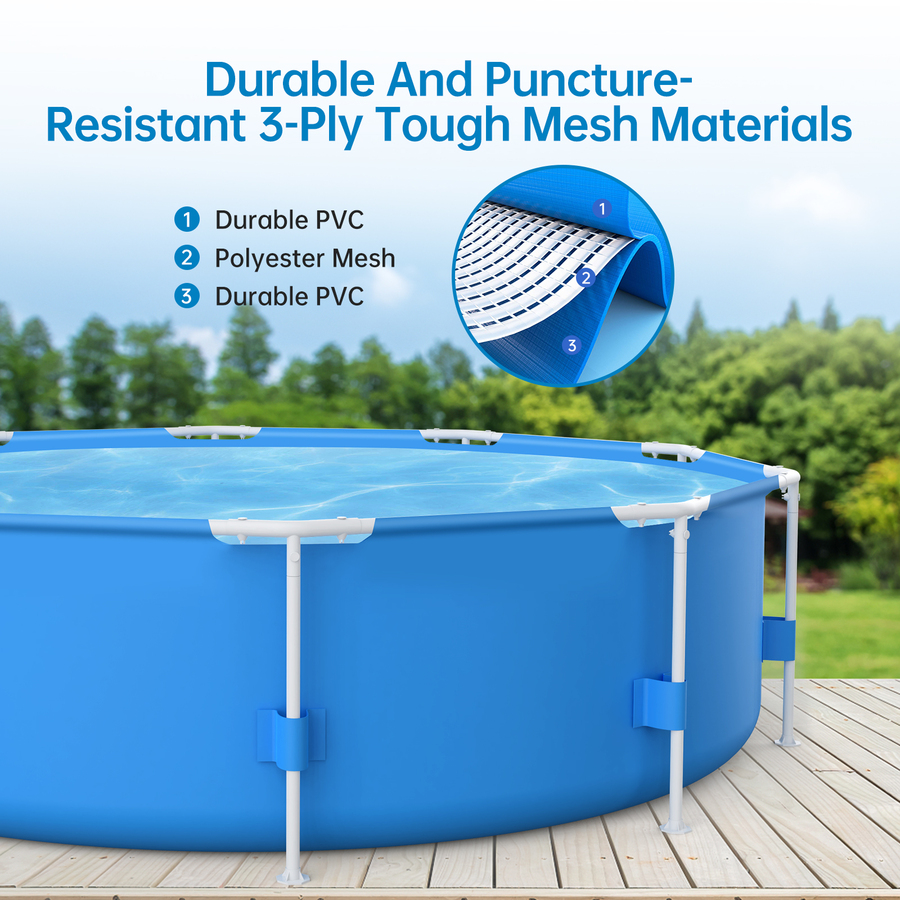 10ft x 30in Outdoor Round Frame Above Ground Swimming Pool Set with